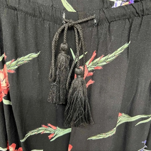 Anthropologie JAASE Black Floral Wide Leg Bohemian Pant Jumpsuit Size Small S - Picture 5 of 10